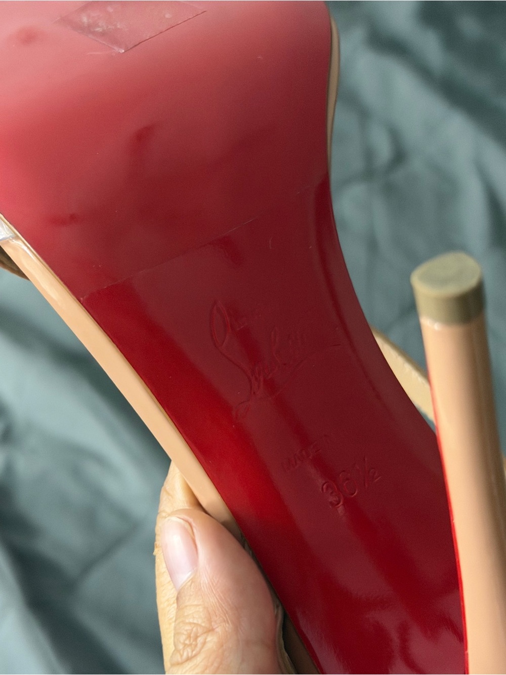 Christian Louboutin Rosa Z 100 Patent Leather Sandals Blush Nude 36.5 Worn Once - Picture 3 of 8